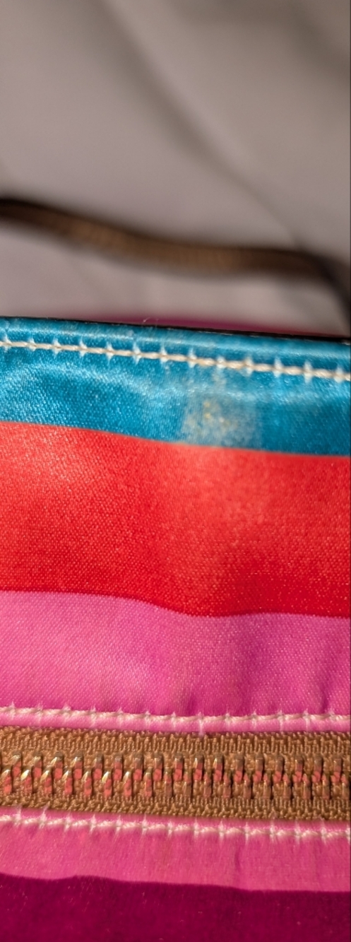 COACH LEGACY SATEEN STRIPE MEDIUM TOTE RARE MULTICOLOR GUC - Picture 15 of 16